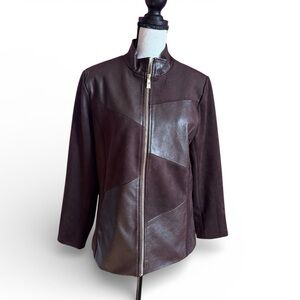 Belle by Kim Gravel Women's Sz S Faux Leather & Faux Suede Brown Jacket.
